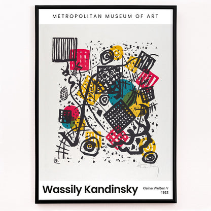 Closeup detail of Abstract geometric composition with bold shapes and vibrant colors Kleine Welten V Small Worlds V by Wassily Kandinsky poster wall decor