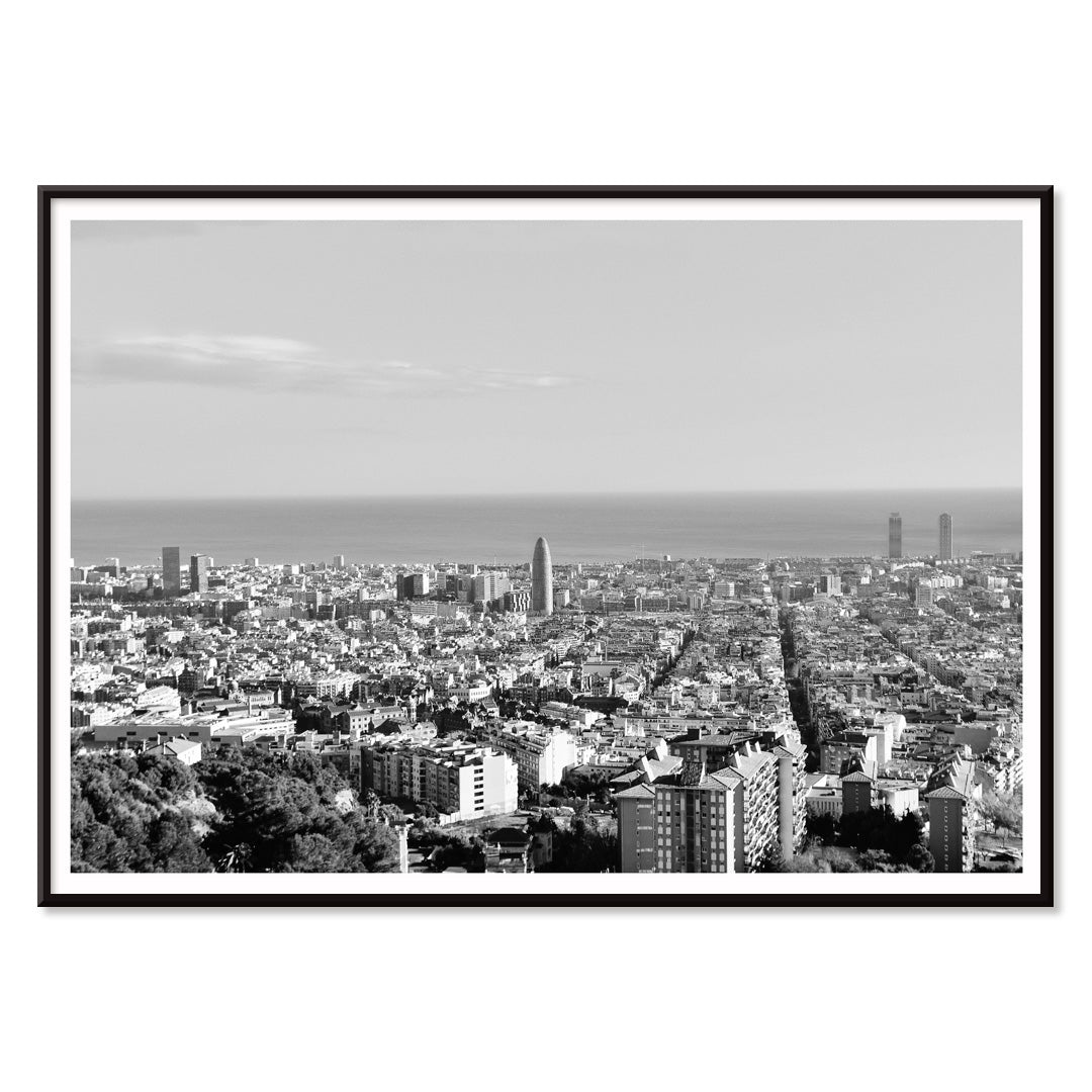 , with black aluminium frame on white background