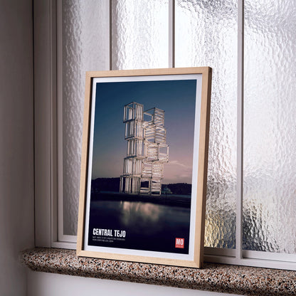 Central Tejo by Pedro Cabrita Reis at Mo Art Gallery Lisbon illuminated architectural sculpture and modern structure poster, framed and displayed in home decor