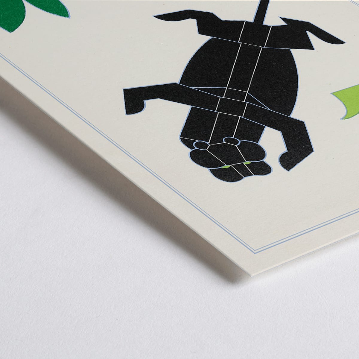 Closeup detail of Geometric animal illustrations and poster with plants and geometric shapes forming jungle animals in La Jungle chez moi Pl 04 by Turenne Chevallereau