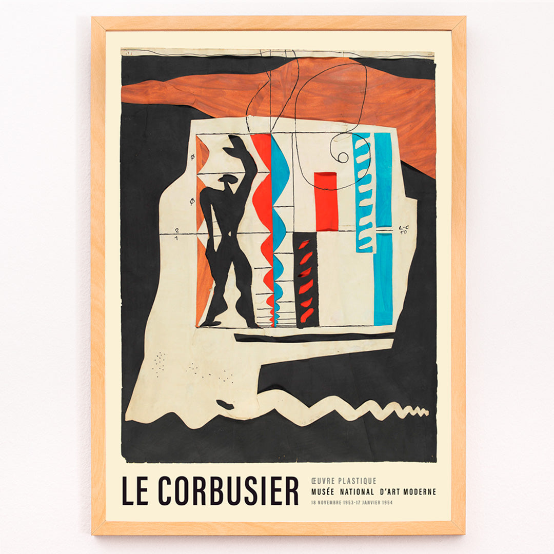 Closeup detail of Abstract human figure and geometric shapes from Le Modulor by Le Corbusier poster wall decor