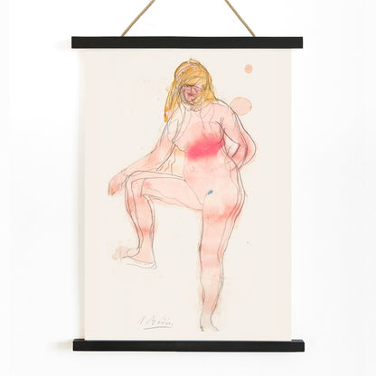 , with wooden magnetic frame on white background