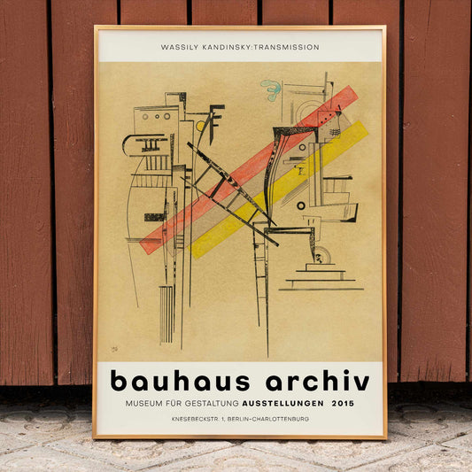 Transmission by Wassily Kandinsky abstract geometric forms poster at Bauhaus Archiv Museum Berlin exhibition, framed and displayed in home decor