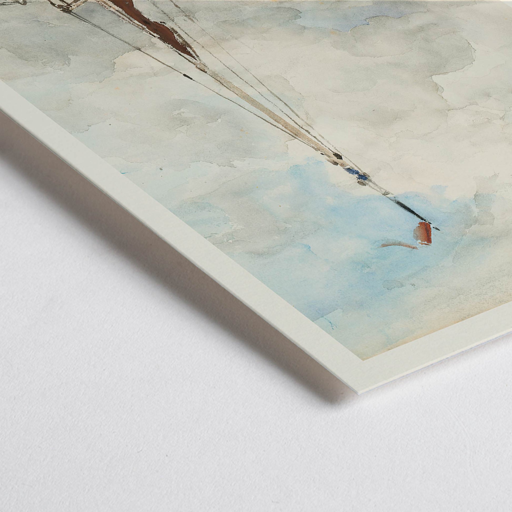 Closeup detail of Sail boat on sandy beach under cloudy sky artwork by Jacob Maris poster inspired by Sail boat on the beach