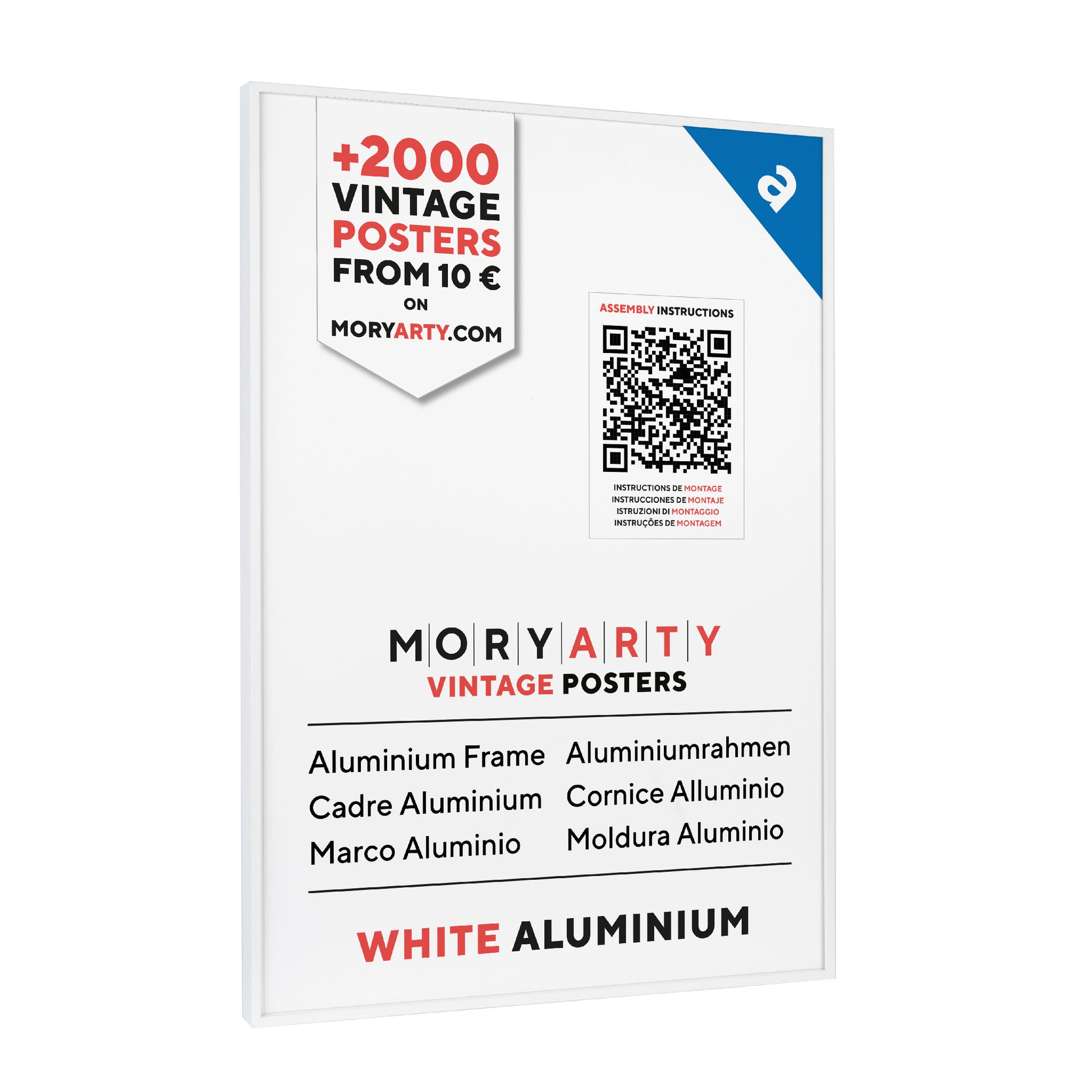 White aluminium picture frame with a minimalist design, clean lines, and a refined finish, suitable for displaying photos or art prints., full front picture