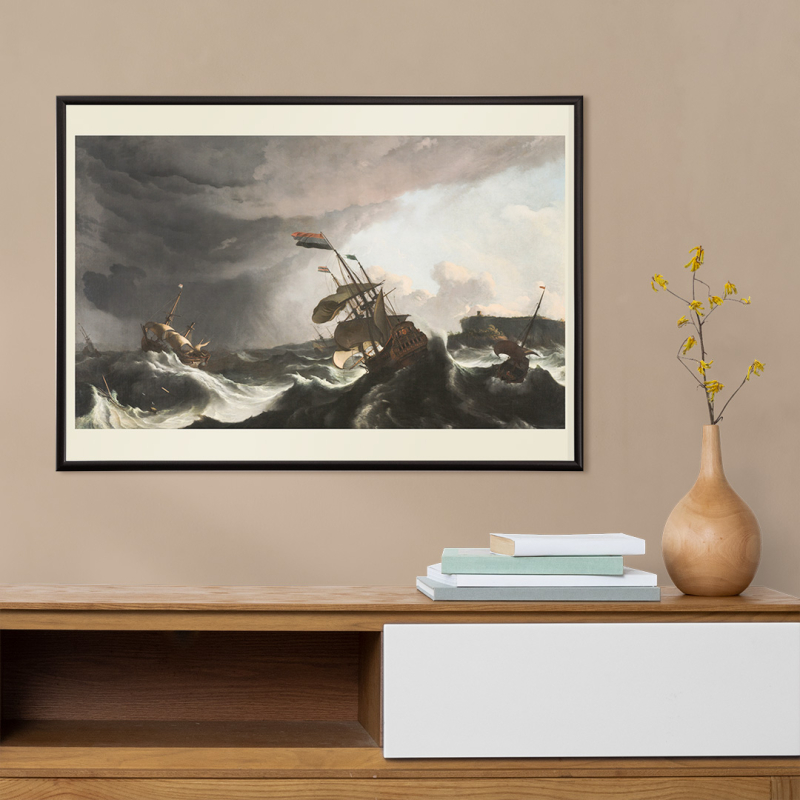 Navires de guerre dans une tempête lourde Navires de guerre dans une tempête lourde